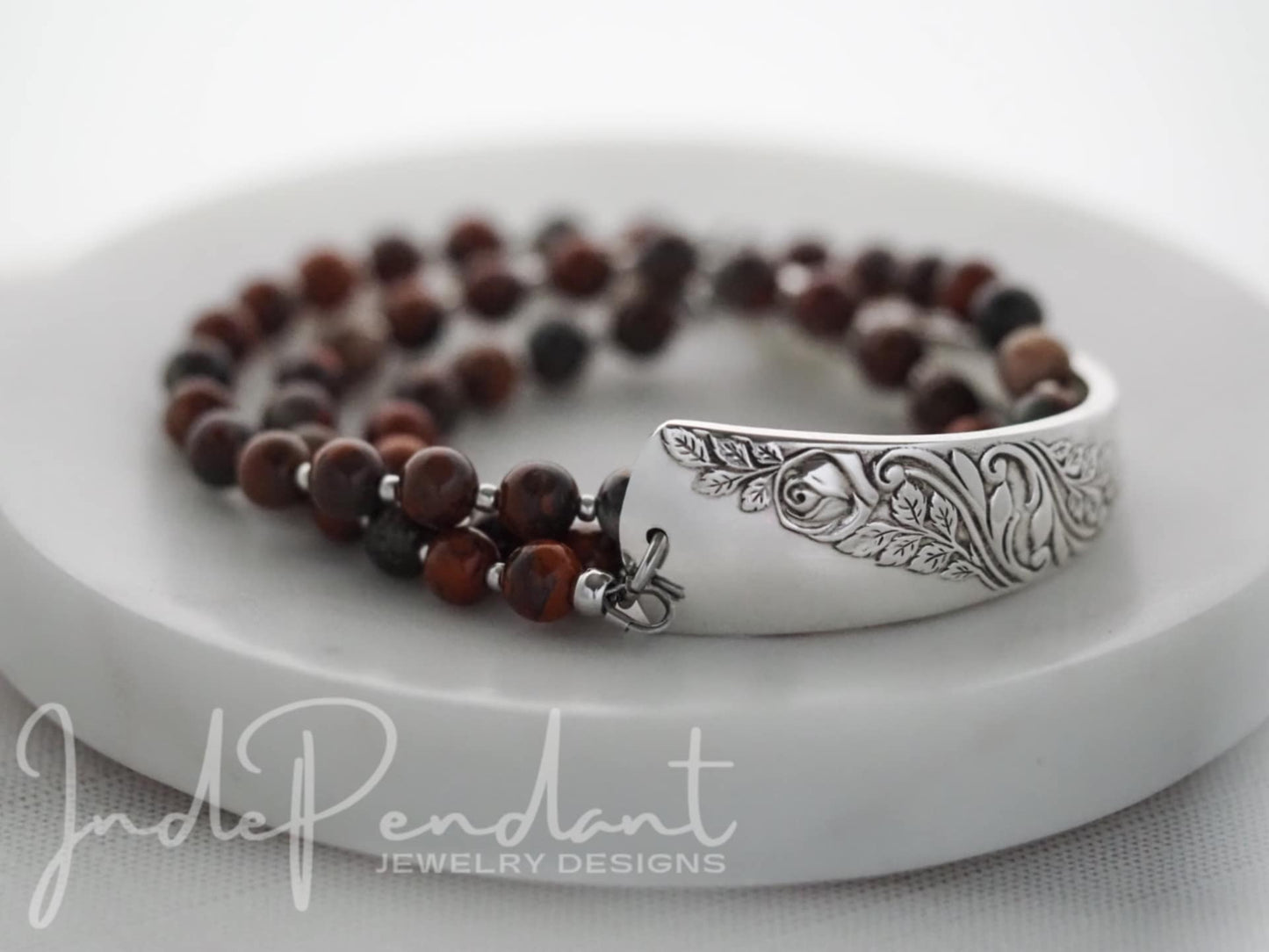 Fall Crimson Rose Triple Wrap Bracelet