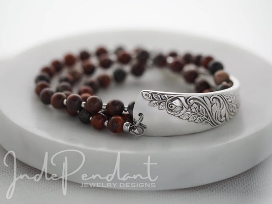 Fall Crimson Rose Triple Wrap Bracelet