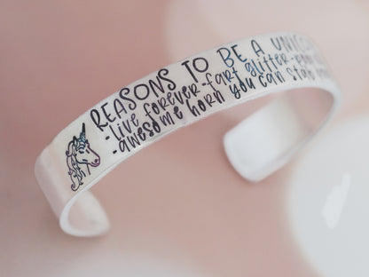 Reasons To Be A Unicorn Cuff Bracelet