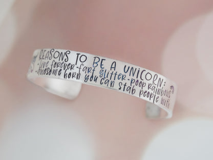 Reasons To Be A Unicorn Cuff Bracelet
