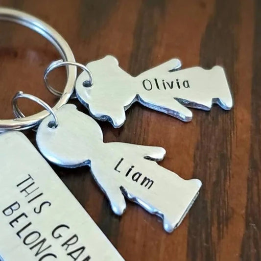 Name Charm for This Grandpa Belongs To Personalized Keychain