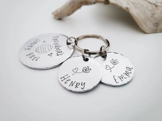 Name Charm for Grandma's Honey Bees Keychain
